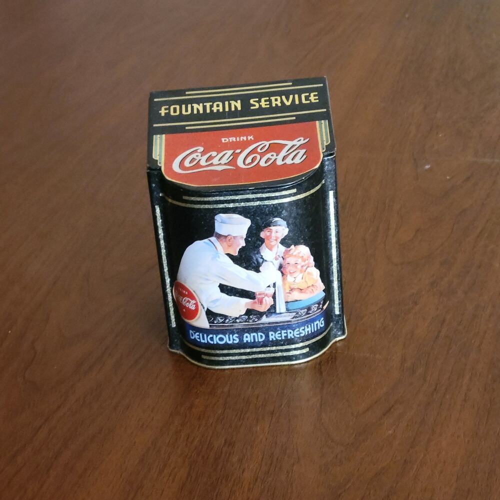 Vintage Coca-Cola Collectible Tin Can With Lid Fountain Service Decor